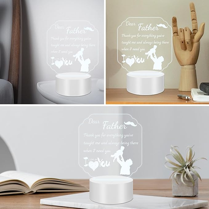 Gift for Dad from Daughter Son, Unique Dad Gifts for Birthday Thanksgiving Christmas, Personalized Acrylic Engraved Night Light Gift Ideas for Dad Fathers Day - LeafyLoom