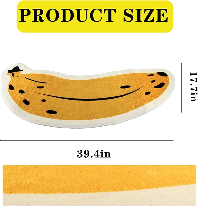 Banana Bath Rugs for Bathroom Non Slip Super Absorbent Bath Mat for Floor Bathmats Washable Yellow Cartoon Bathrugs Carpet Soft Shower Tub Rugs Thick Kitchen Doormat Home Decor 17.7x39.4inch/45x100cm - LeafyLoom