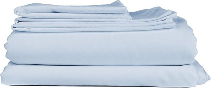 THREAD SPREAD Luxury Egyptian Cotton Sheets King Size - 600 Thread Count Sheets King 4 PC Luxury Sheets King Size, 16" Deep Pocket, Soft, Cooling Sateen Weave Hotel Luxury Bed Sheets Set - Light Blue - LeafyLoom