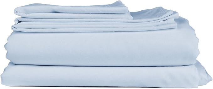 THREAD SPREAD Luxury Egyptian Cotton Sheets King Size - 600 Thread Count Sheets King 4 PC Luxury Sheets King Size, 16" Deep Pocket, Soft, Cooling Sateen Weave Hotel Luxury Bed Sheets Set - Light Blue - LeafyLoom
