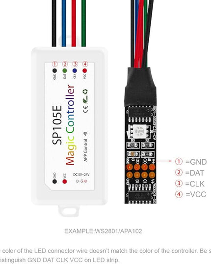 BTF-LIGHTING Wireless Bluetooth Controller SP105E iOS/Android APP for WS2811 WS2812B WS2815 WS2813 WS2801 SK6812 WS2815 SK9822 APA102 etc LED Strip Pixel Fairy String Module Panel Light BTF-LIGHTING