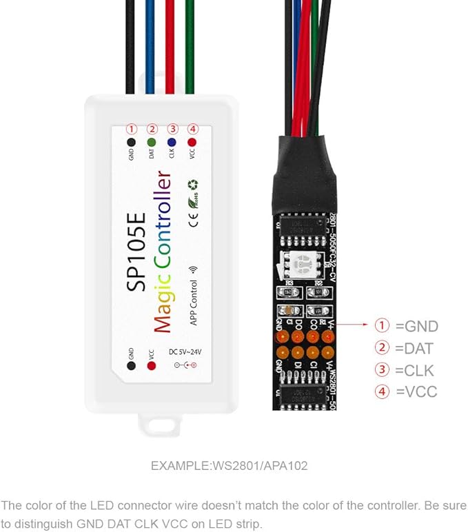 BTF-LIGHTING Wireless Bluetooth Controller SP105E iOS/Android APP for WS2811 WS2812B WS2815 WS2813 WS2801 SK6812 WS2815 SK9822 APA102 etc LED Strip Pixel Fairy String Module Panel Light BTF-LIGHTING