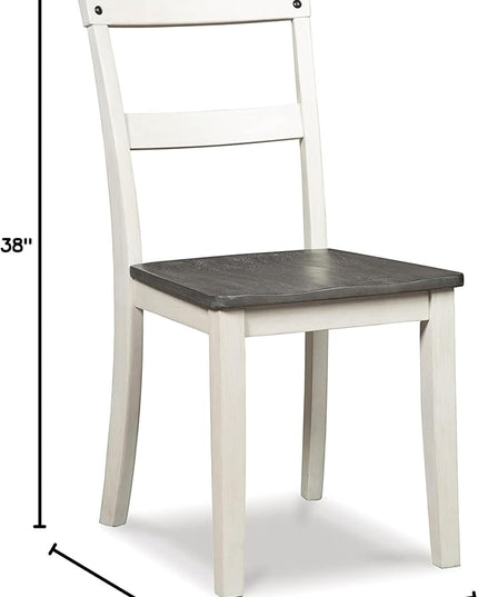 Signature Design by Ashley Nelling Modern Farmhouse 18" Weathered Dining Chair, Set of 2, White & Dark Brown - LeafyLoom