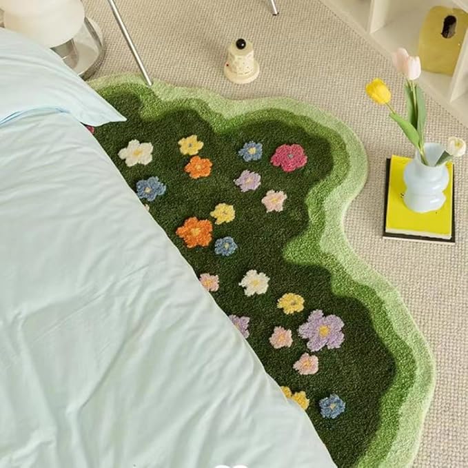 Moss Rug Lovely Green Moss Leaf Bathroom rug Non-Slip 3D Moss Carpet Washable Water Absorbent Soft Moss Carpet Bed for Bathroom Bedroom Kitchen Living Room (A, 2.6x4.9ft) - LeafyLoom