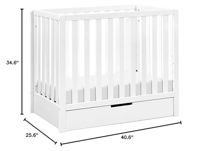 Carter's by DaVinci Colby 4-in-1 Convertible Mini Crib with Trundle Drawer in White, Greenguard Gold Certified, Undercrib Storage - LeafyLoom