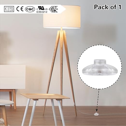 1Pcs Floor Lamp Foot Switch, Clear Foot Pedal Switch, Round Floor Lamps Foot Inline Switch, Step ON Off Spring Push Button, for Foot Pedal Control Replacement Floor Lamp Extension Cord Parts - LeafyLoom