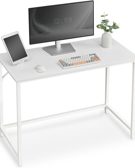 VASAGLE Computer Desk, Gaming Desk, Home Office Desk, for Small Spaces, 19.7 x 39.4 x 29.5 Inches, Modern Style, Metal Frame, Maple White ULWD041W44 - LeafyLoom
