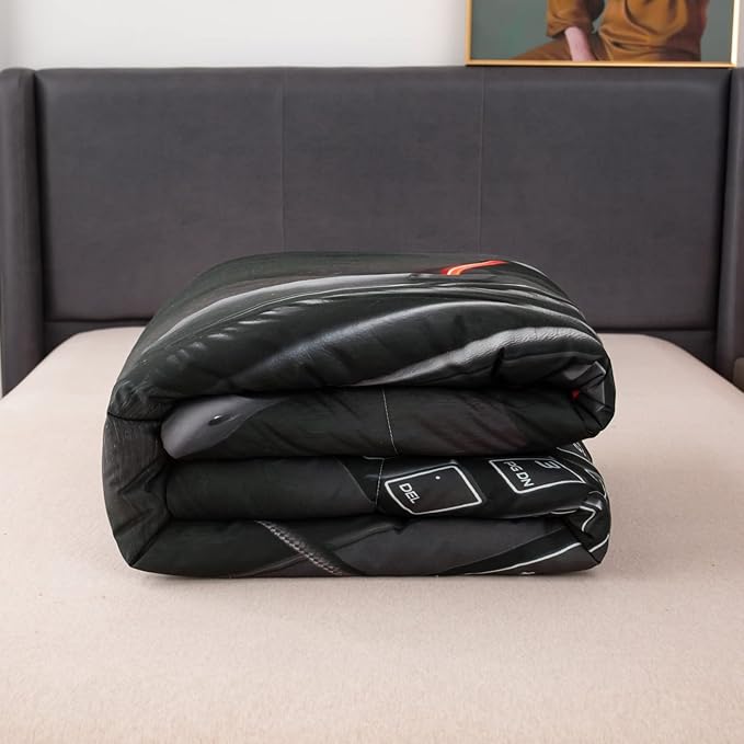 boys Gamer Comforter Set King Size,Gaming Comforter Set for Boys Kids Teens,Gamer Bedding Sets,3D Gaming Microfiber Quilts Gaming Room Decor All Season,Black - LeafyLoom