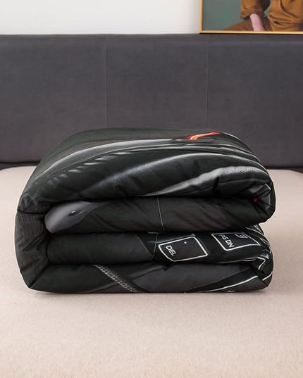 Boys Gaming Comforter Set Twin Size Gamer Bedding Sets for Kids Teens 3D Printing Black Red Video Game Soft Quilt with Pillowcase - LeafyLoom