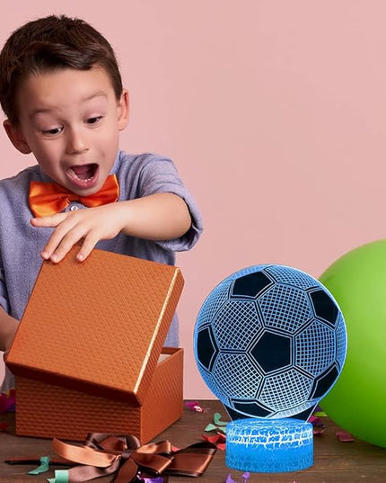 Soccer Night Light, 3D Illusion Lamp for Kids, Touch & Remote Control Multiple Colour & Flashing Modes and Brightness Adjusted Room Decor Christmas Birthday Gifts for Boys Sport Lovers Children Teen - LeafyLoom