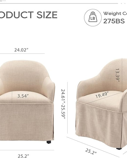 COLAMY Modern Accent Dining Chair, Barrel Accent Armchair, 20 Inch Dining Chair with Cover, Dining Chair with Back for Kitchen,Dining Room,Beige - LeafyLoom