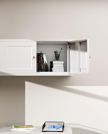 Metal Wall Cabinet, Metal Accent Storage Cabinet with Doors for Kitchens, Dining, and Living rooms, Assembly Required - LeafyLoom