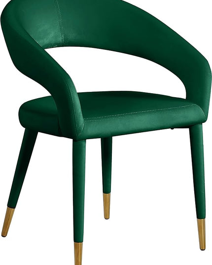 Meridian Furniture Destiny Collection Modern | Contemporary Velvet Upholstered Rounded Back Dining Chair, 23" W x 23" D x 31.5" H, Green - LeafyLoom