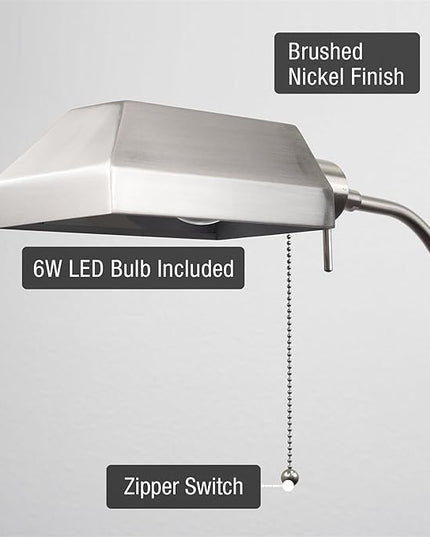 Kira Home Prescott 58" Modern Adjustable Standing Pharmacy Floor Lamp | Brushed Nickel Finish, Includes 6W LED Bulb (60W eq.) Energy Efficient, Eco-Friendly, for Living Room Reading Bedroom Office - LeafyLoom