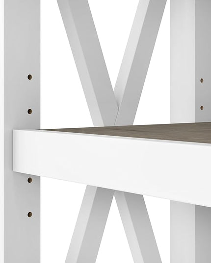 Bush Furniture BSH24470221 Key West 5-Shelf 66-Inch H Bookcase, Shiplap Gray/Pure White - LeafyLoom