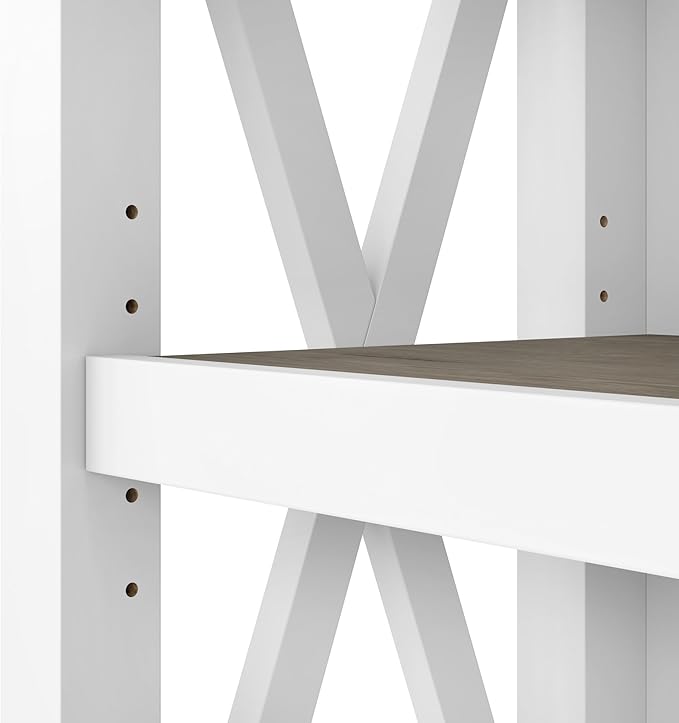 Bush Furniture BSH24470221 Key West 5-Shelf 66-Inch H Bookcase, Shiplap Gray/Pure White - LeafyLoom