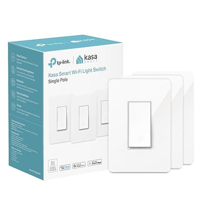Kasa Smart Light Switch HS200P3, Single Pole, Needs Neutral Wire, 2.4GHz Wi-Fi Light Switch Works with Alexa and Google Home, UL Certified, No Hub Required, 3 Count -Pack of 1 , White KasaSmartbyTP-Link