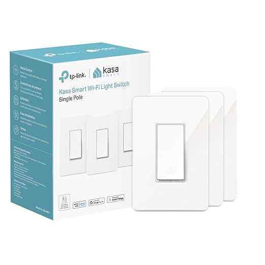 Kasa Smart Light Switch HS200P3, Single Pole, Needs Neutral Wire, 2.4GHz Wi-Fi Light Switch Works with Alexa and Google Home, UL Certified, No Hub Required, 3 Count -Pack of 1 , White KasaSmartbyTP-Link