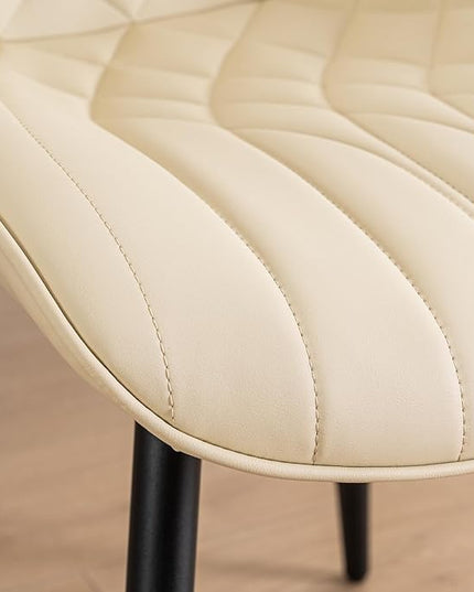 YOUNUOKE Dining Chairs Set of 2 Mid Century Modern Kitchen Chair Comfortable Upholstered Faux Leather Dinner Chairs for Kitchen Dining Room, Beige - LeafyLoom