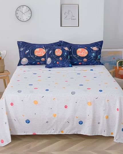ADASMILE A & S Solar System Comforter Set Twin Outer Space Comforter for Kids 6 Pcs Bed in A Bag Twin Comforter Set for Boys Space Bed Set Galaxy Comforter with Star Moon Sheets for Kids Home Decor - LeafyLoom