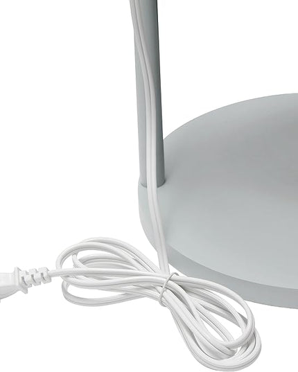 Simple Designs LF2010-GRY 62.5" Round Modern Shelf Etagere Organizer Storage Floor Lamp with 2 USB Charging Ports, 1 Charging Outlet and Linen Shade for Living Room Bedroom, Gray, 11.5 x 11.5 x 62.5 - LeafyLoom