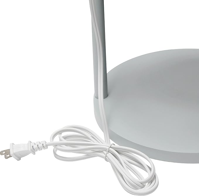 Simple Designs LF2010-GRY 62.5" Round Modern Shelf Etagere Organizer Storage Floor Lamp with 2 USB Charging Ports, 1 Charging Outlet and Linen Shade for Living Room Bedroom, Gray, 11.5 x 11.5 x 62.5 - LeafyLoom