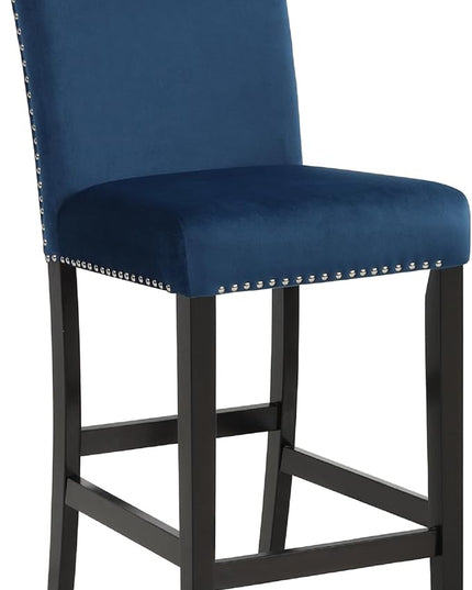 NicBex Dining Table for 4 Kitchen Table and Chairs 5Pc Round Counter Height Dining Table Set with Faux Marble Upholstered for Dining Room and Restaurant, Wooden, Blue - LeafyLoom
