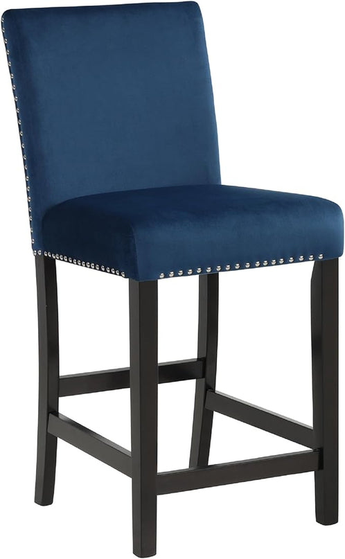 NicBex Dining Table for 4 Kitchen Table and Chairs 5Pc Round Counter Height Dining Table Set with Faux Marble Upholstered for Dining Room and Restaurant, Wooden, Blue - LeafyLoom