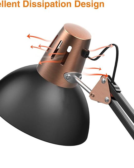 LEPOWER Metal Floor Lamp, Adjustable Architect Swing Arm Standing Lamp with Heavy Duty Base, Eye-Caring Reading/Drawing Lamp with On/Off Switch for Living Room, Bedroom, Office Sand Black - LeafyLoom