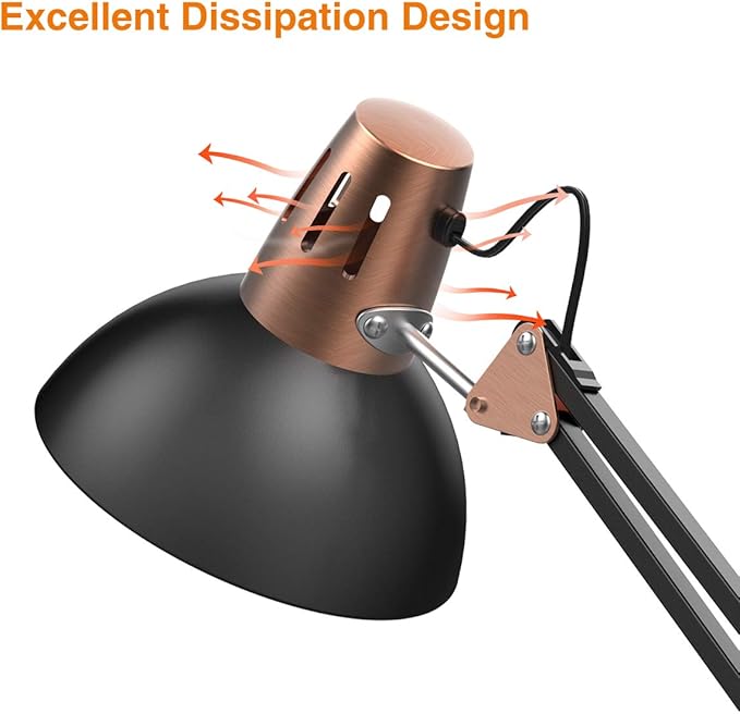 LEPOWER Metal Floor Lamp, Adjustable Architect Swing Arm Standing Lamp with Heavy Duty Base, Eye-Caring Reading/Drawing Lamp with On/Off Switch for Living Room, Bedroom, Office Sand Black - LeafyLoom