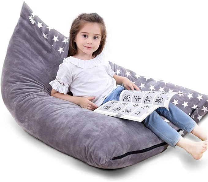 Stuffed Animal Storage Bean Bag Chair Cover | 53" Extra Large Beanbag for Kids and Adults, Plush Toys Holder and Organizer for Boys and Girls | Premium Velvet - Soft & Comfortabl (Stars Style) - LeafyLoom
