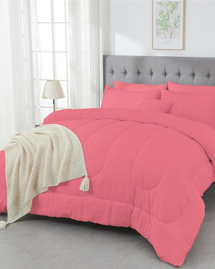 3 Piece Solid Color All Season Bedding Comforter Set Microfiber Soft Lightweight Bedding Set for Kids Teens Adults Room Decor with 1 Comforter and 2 Pillowcases Full - LeafyLoom