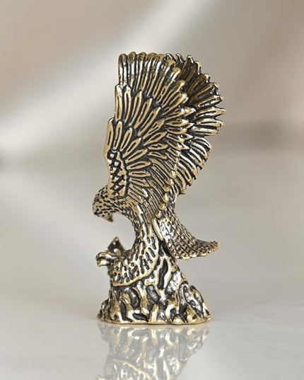 Vintage Solid Brass Eagle Figurine - Majestic Desk Decor for Collectors - Perfect Home or Office Accent(Eagle) - LeafyLoom