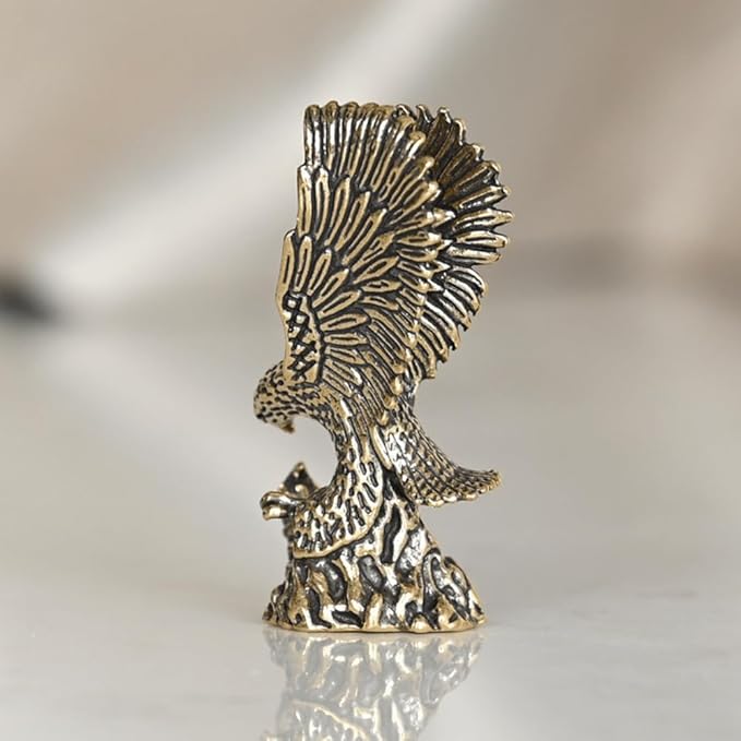 Vintage Solid Brass Eagle Figurine - Majestic Desk Decor for Collectors - Perfect Home or Office Accent(Eagle) - LeafyLoom