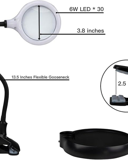 5X Magnifying Lamp, Lighted Magnifying Glass with Light and Stand Hands Free, Desk Magnifying Light, LED Magnifier Work Lamp for Reading, Crafts, Sewing, Hobbies. - LeafyLoom