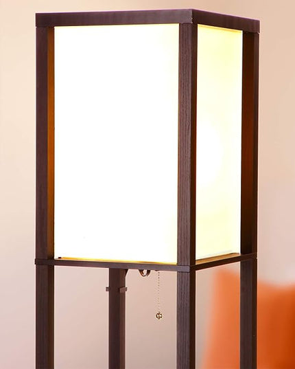 Brightech Maxwell – Modern Shelf Floor Lamp with USB Ports, Wireless Charging & Outlet – Versatile Corner Display and Lamp with Shelves, Storage Solution for Living Room, Office, Bedroom - LeafyLoom
