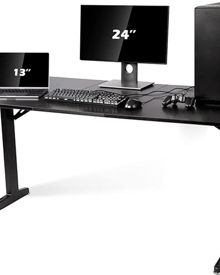 TOPSKY Gaming Desk Large Surface 63’’x31.5’’ with Cup Holder, Headphone Hook and Cable Management (Black) - LeafyLoom
