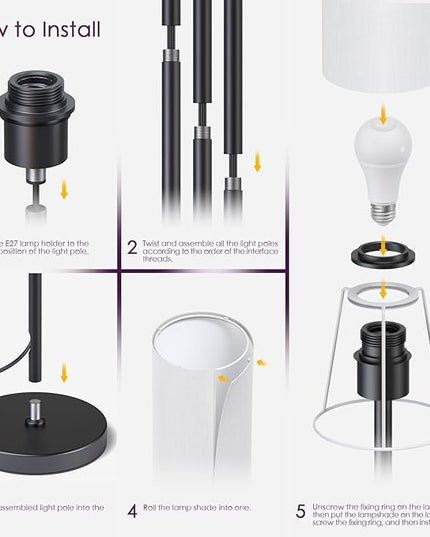Floor Lamps for Living Room, Modern Floor Lamp with RGB LEDs Bulb,Standing Floor Lamp with App Control & Remote Control,Tall Reading Lamp for Bedroom, Living Room, White lampshade - LeafyLoom