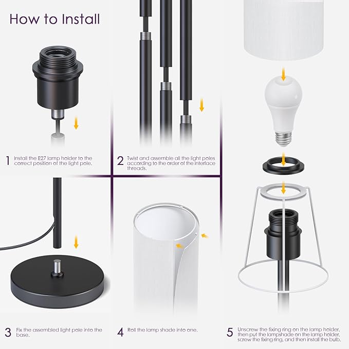 Floor Lamps for Living Room, Modern Floor Lamp with RGB LEDs Bulb,Standing Floor Lamp with App Control & Remote Control,Tall Reading Lamp for Bedroom, Living Room, White lampshade - LeafyLoom