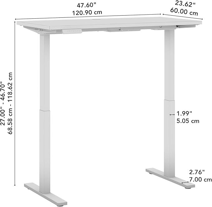 Bush Business Furniture Move 60 Series 48W x 24D Electric in Natural Elm with Black Base, Ergonomic Sit-Stand Computer Table for Home and Professional Office - LeafyLoom
