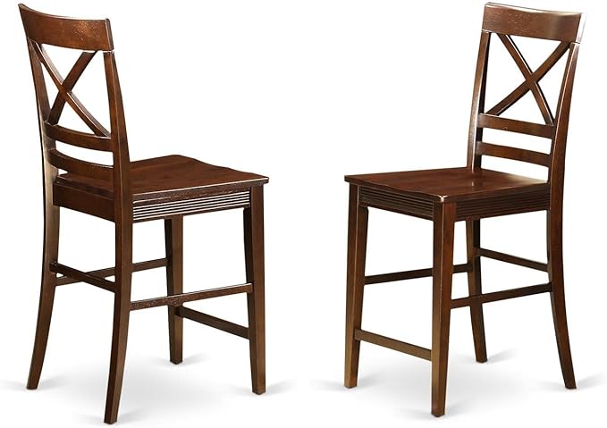 East West Furniture JAQU3-MAH-W 3 Piece Counter Height Pub Set for Small Spaces Contains a Round Dining Room Table with Pedestal and 2 Kitchen Chairs, 36x36 Inch, Mahogany - LeafyLoom
