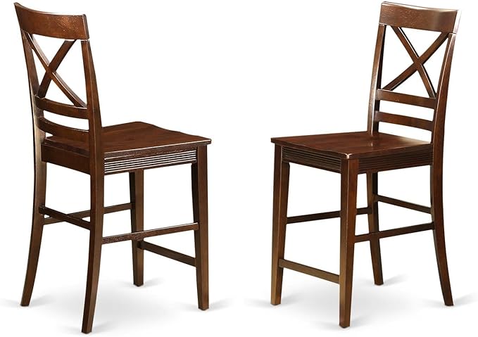 East West Furniture JAQU5-MAH-W 5 Piece Kitchen Counter Set Includes a Round Dining Room Table with Pedestal and 4 Dining Chairs, 36x36 Inch, Mahogany - LeafyLoom