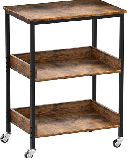 ASTARTH Kitchen Microwave Cart, 3 Tier Rolling Kitchen Utility Cart on Wheels Coffee Cart, Microwave Kitchen Islands Cart with Storage, for Living and Kitchen Room, Coffee Station for Kitchen - LeafyLoom