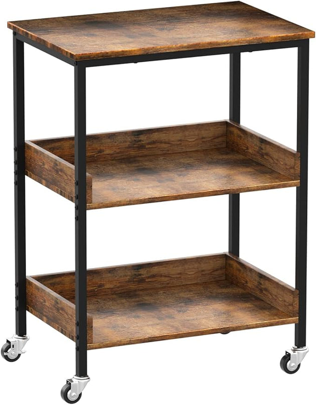 ASTARTH Kitchen Microwave Cart, 3 Tier Rolling Kitchen Utility Cart on Wheels Coffee Cart, Microwave Kitchen Islands Cart with Storage, for Living and Kitchen Room, Coffee Station for Kitchen - LeafyLoom
