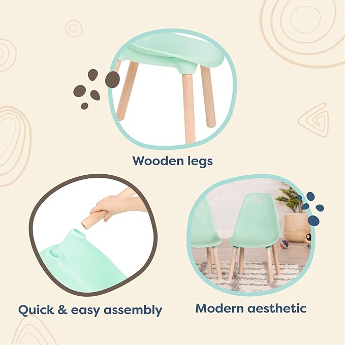 B. toys- B. spaces – Chairs For Kids – 2 Chairs – Wooden Legs - Furniture For Kids – Kid Century Modern: Chair Set - Mint- 3 Years + - LeafyLoom