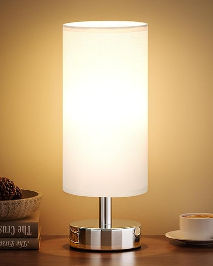 Small Table Lamp for Bedroom - Bedside Lamps for Night Stands, Minimalist Nightstand Light Lamp, Desk Lamps for Reading Room, Kids Room, Living Room, Office, Dorm - LeafyLoom