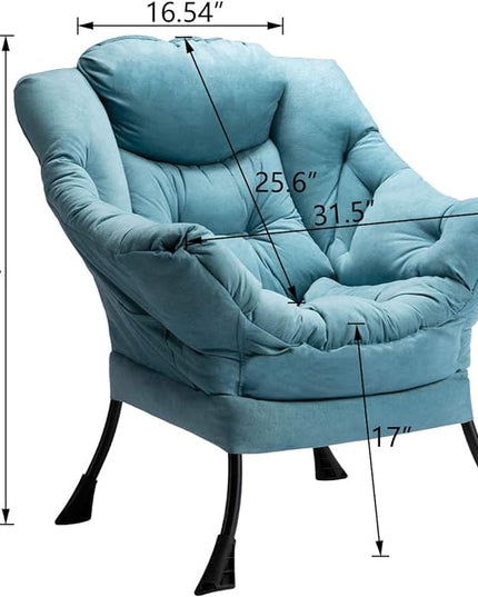 HollyHOME Fabric Large Lazy Chair, Accent Reading Chair, Cozy Lounge Chair with Armrest, Leisure Sofa Chair for Living Room, Bedroom, Dorm, Blue - LeafyLoom