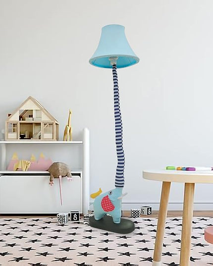 Floor Lamp, Blue Elephant Creative Design Modern Floor Lamp for Bedroom, 51 Inch Tall Hand-Stitched Toy Standing Lamp, Floor Lamps for Living Room Come with an E26 LED Bulb (Blue Elephant) - LeafyLoom