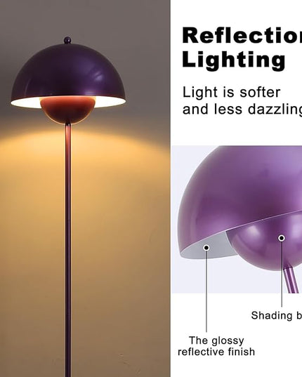 COSYLUX Modern Floor Lamp for Living Room, Industrial Tall Standing Lamp for Bedroom, Metal Shade Reflecting Light reading Floor Lamp for Office, Nursery Room, Corner(Pearl Purple) - LeafyLoom
