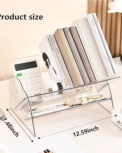 Acrylic Desktop Bookshelf, Detachable Bookcase, Clear Book Organizer, Book/CD/Magazine Rack for Office/Study Room Library/Home (Clear, 12.6") - LeafyLoom